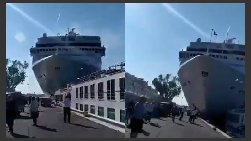 Hubo corridas en el muelle al notar que el crucero estaba fuera de control.