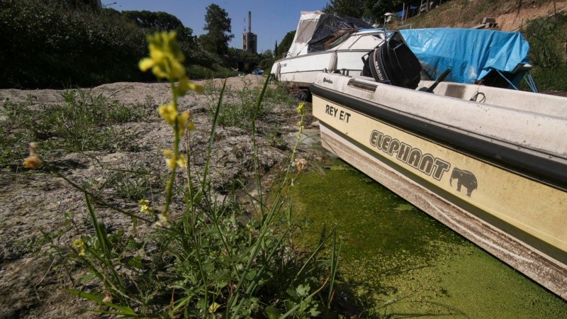 La desembocadura del arroyo Ludueña y un paisaje que sorprende por el poco caudal de agua. 